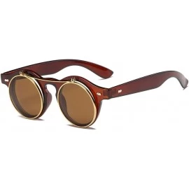 Round Steampunk Round Sunglasses Cover Clear Lens Sun Glasses Women Men Vintage Metal (B) - B - CW18COAUKD4 $8.40