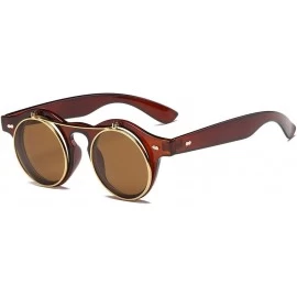 Round Steampunk Round Sunglasses Cover Clear Lens Sun Glasses Women Men Vintage Metal (B) - B - CW18COAUKD4 $16.35