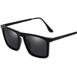 Aviator Rectangle Sunglasses Polarized Men Retro Driving Mirror Sun Glasses Silver - Black - C218YNDE0TX $17.82