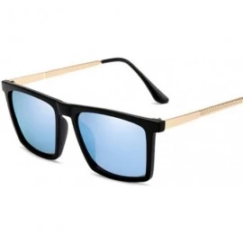 Aviator Rectangle Sunglasses Polarized Men Retro Driving Mirror Sun Glasses Silver - Black - C218YNDE0TX $7.32