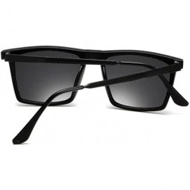Aviator Rectangle Sunglasses Polarized Men Retro Driving Mirror Sun Glasses Silver - Black - C218YNDE0TX $7.32
