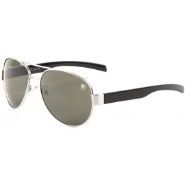 Aviator Straight Temple Classic Aviator Sunglasses - Green Silver - C6199H40DZK $34.55