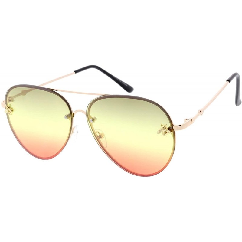 Aviator Flat Top Elegant Candy Lens Fashion Aviator Sunglasses - Brown - C318UU29YUH $22.80
