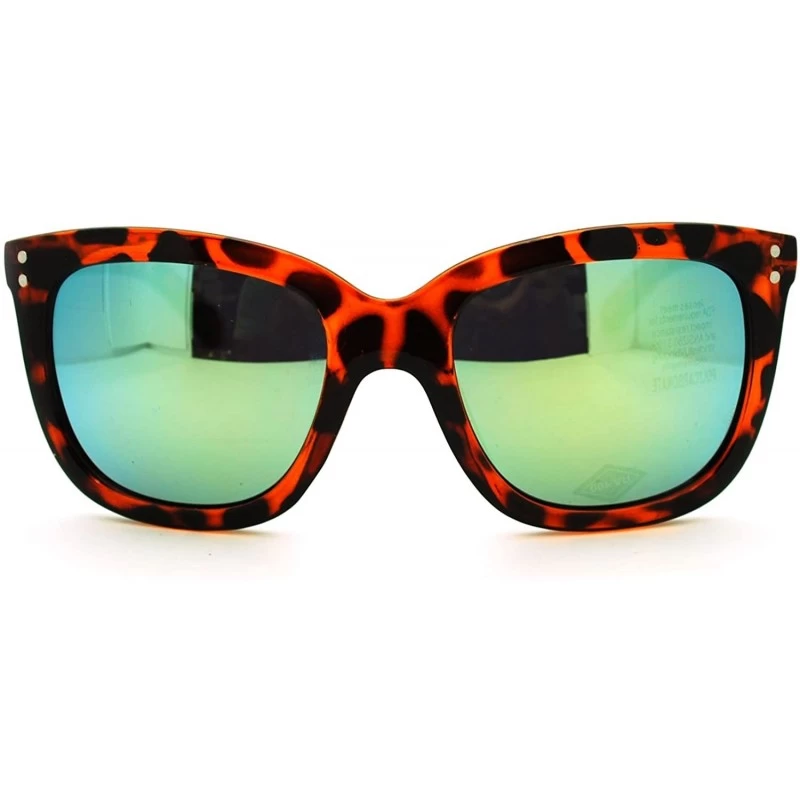 Wayfarer Womens Thin Plastic Retro Rectangular Horn Rim Horned Sunglasses Tortoise Mirrored - CO11YFDYAP5 $11.16