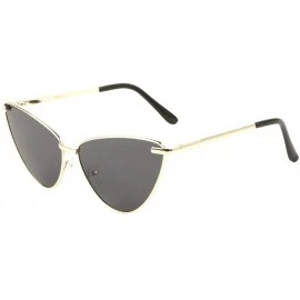 Round Color Mirror Lens Round Triangular Cat Eye Sunglasses - Black Gold - CX198D06M0Q $12.81