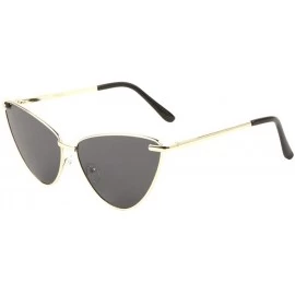 Round Color Mirror Lens Round Triangular Cat Eye Sunglasses - Black Gold - CX198D06M0Q $27.05