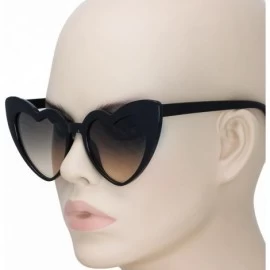 Cat Eye Fashion Love Heart Shaped Sunglasses For Women Girls Hippie Party Shade Sunglasses - Black/ Brown Tint+bg13ed - C6180...