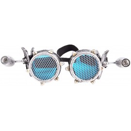 Sport Barbed Wire Steampunk Goggles Kaleidoscope Rave Glasses Vintage Punk Gothic Cosplay - Silver-blue Lens-24 - C218HCD4WC5...
