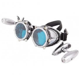 Sport Barbed Wire Steampunk Goggles Kaleidoscope Rave Glasses Vintage Punk Gothic Cosplay - Silver-blue Lens-24 - C218HCD4WC5...