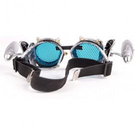 Sport Barbed Wire Steampunk Goggles Kaleidoscope Rave Glasses Vintage Punk Gothic Cosplay - Silver-blue Lens-24 - C218HCD4WC5...
