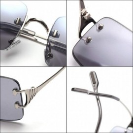 Rimless Tinted Sunglasses Rimless Men Retro Rectangular Sun Glasses for Women Summer Metal - Gold With Black - CU199ASA05L $1...