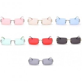 Rimless Tinted Sunglasses Rimless Men Retro Rectangular Sun Glasses for Women Summer Metal - Gold With Black - CU199ASA05L $1...