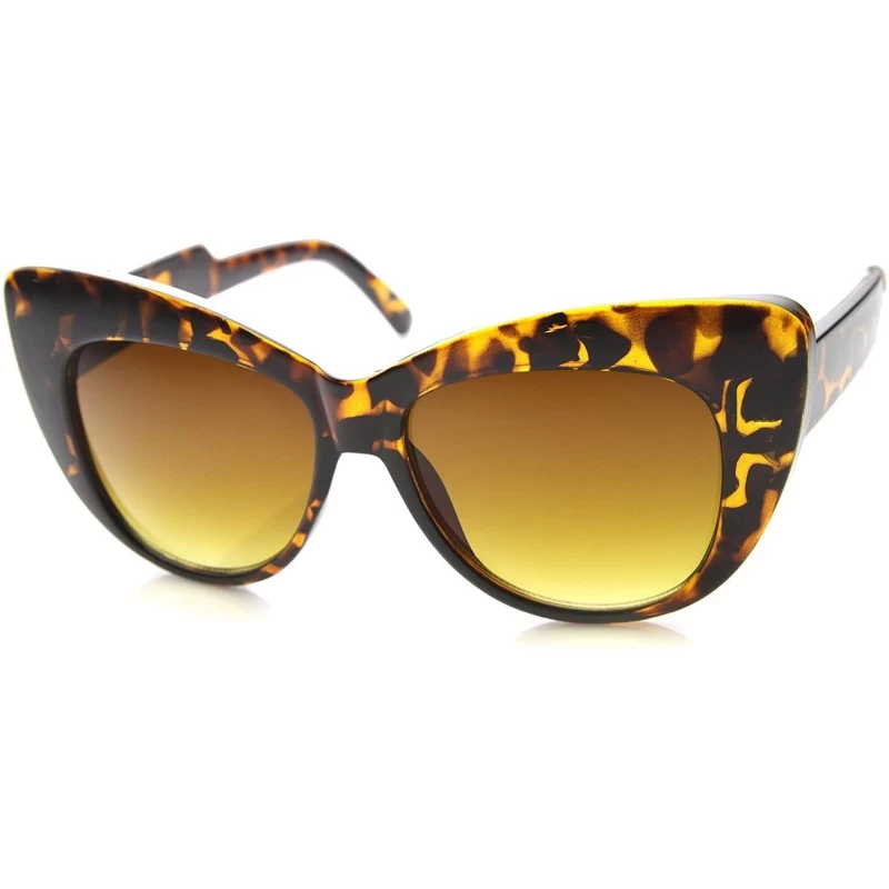 Cat Eye Women's Bold Oversize Frame Wide Temple Cat Eye Sunglasses 52mm - Tortoise / Amber - CM127Y66VF7 $8.90