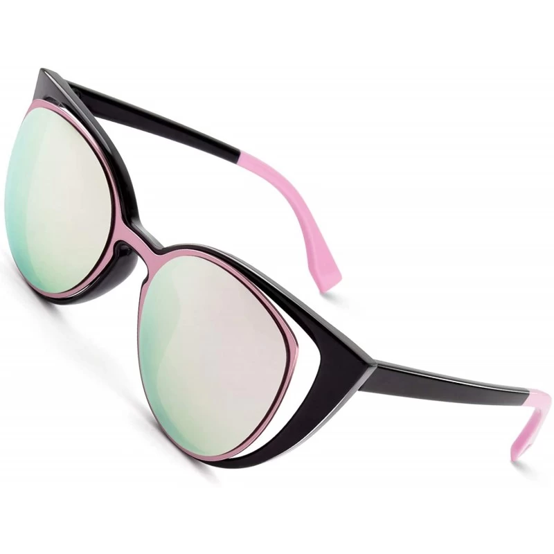 Oversized Cat Eye Mirrored Sunglasses for Women Fashion Oversized UV400 Protection Lenses MOZ1 - C918XT0AI0Z $19.42