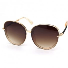 Butterfly Womens Designer Fashion Diva 90s Plastic Mod Sunglasses - Beige Brown - CG18YIQ6UU6 $23.44