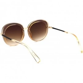Butterfly Womens Designer Fashion Diva 90s Plastic Mod Sunglasses - Beige Brown - CG18YIQ6UU6 $13.09