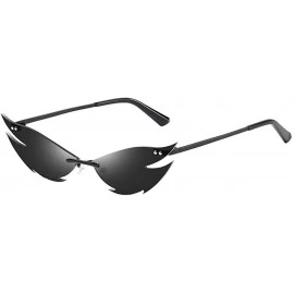 Rimless Metal Aviator Sunglasses with 100% UV Protection - 60 mm - Black - CI199AX7LOL $19.15