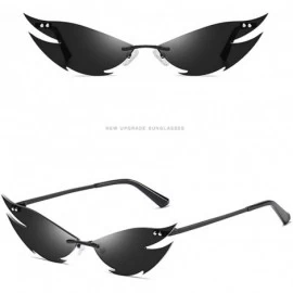 Rimless Metal Aviator Sunglasses with 100% UV Protection - 60 mm - Black - CI199AX7LOL $10.84