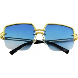 Aviator Design Double Bridge Square Metal Frame Vintage Fashion Sunglasses - Blue - CA18TLDUIOA $19.10