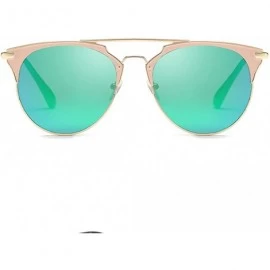 Aviator Fashion Small Metal Frame Round Aviator Sunglasses Flat Mirrored Lens - Green Mirrored Gold Frame - C218S7M4KAI $26.45