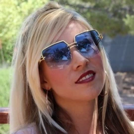 Aviator Design Double Bridge Square Metal Frame Vintage Fashion Sunglasses - Blue - CA18TLDUIOA $19.10