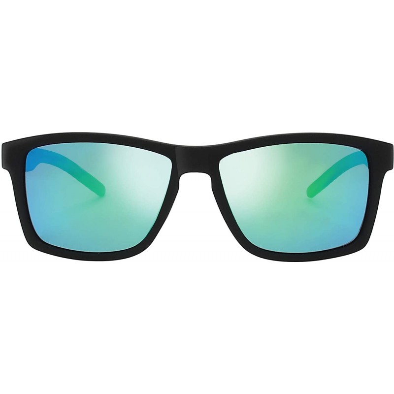 Round Polarized Rectangular Sunglasses Driving Fishing - 4-rubber Black - CF18WRGGWW5 $16.58