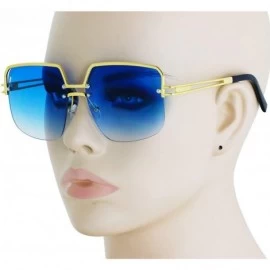 Aviator Design Double Bridge Square Metal Frame Vintage Fashion Sunglasses - Blue - CA18TLDUIOA $11.36