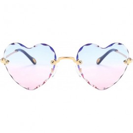 Rimless Classic Heart Lens Rimless Sunglasses for Women UV 400 Protection - Blue Pink - CY18RRM8AN3 $18.14