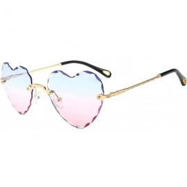 Rimless Classic Heart Lens Rimless Sunglasses for Women UV 400 Protection - Blue Pink - CY18RRM8AN3 $18.14