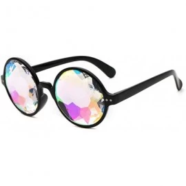 Oversized Round Kaleido Glasses Rave Festival Men Women Brand Designer Holographic Female Male Sunglasses Retro - Black - C01...