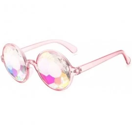 Oversized Round Kaleido Glasses Rave Festival Men Women Brand Designer Holographic Female Male Sunglasses Retro - Black - C01...