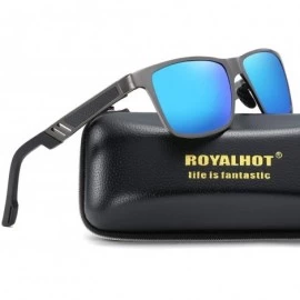 Rectangular Polarized Aluminum Sunglasses For Men Women Unisex Vintage Sun Glasses p10030 - Blue - C718WQS2094 $11.60