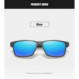 Rectangular Polarized Aluminum Sunglasses For Men Women Unisex Vintage Sun Glasses p10030 - Blue - C718WQS2094 $11.60