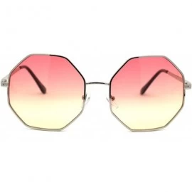 Rectangular Octagonal Hippie Tie Dye Gradient Lens Metal Rim Retro Sunglasses - Silver Red Yellow - C718Y92QH09 $18.45