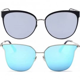 Rectangular Ladies Metal Cat Eye Heart Round Integral Sunglasses Elegant De Luxe Stylish - Fan_2p_26mix - C817YE7O0TN $28.07