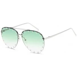 Oval Rivet Oval Sunglasses Brand Designer Black Pink Eyewear Rimless Double Bridge Frame Oculos UV400 - CZ198O6K46E $25.91