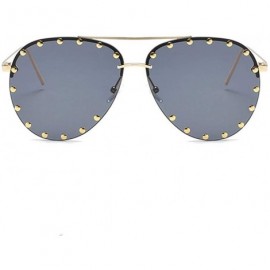 Oval Rivet Oval Sunglasses Brand Designer Black Pink Eyewear Rimless Double Bridge Frame Oculos UV400 - CZ198O6K46E $16.68