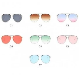 Oval Rivet Oval Sunglasses Brand Designer Black Pink Eyewear Rimless Double Bridge Frame Oculos UV400 - CZ198O6K46E $16.68