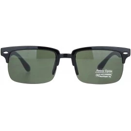 Rimless Mens Classic Narrow Rectangular Half Rim Horned Sunglasses - Black Green - C718MGROH9M $18.77