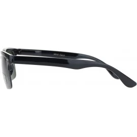 Rimless Mens Classic Narrow Rectangular Half Rim Horned Sunglasses - Black Green - C718MGROH9M $11.12
