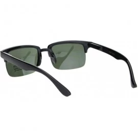 Rimless Mens Classic Narrow Rectangular Half Rim Horned Sunglasses - Black Green - C718MGROH9M $11.12