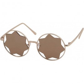 Oversized Round Sunglasses Trendy Unisex Glasses Star Mirrored Lens Circle Sunglasses - Gold Frame Brown Lens - C0188WK4IM9 $...