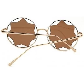 Oversized Round Sunglasses Trendy Unisex Glasses Star Mirrored Lens Circle Sunglasses - Gold Frame Brown Lens - C0188WK4IM9 $...
