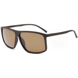 Square Rectangle Sunglasses for Male TR90 Square Men Polarized Sun Glasses Driving - Brown - CX18HAEE8H5 $11.53