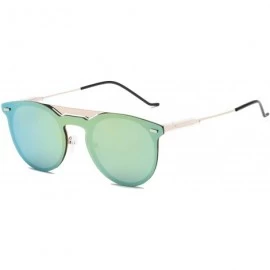 Goggle Retro Vintage Brow-Bar Circle Round Mirrored UV Protection Fashion Sunglasses - Greenpeach - C918WQ6ZNGH $37.24