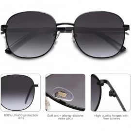 Square Designer Women Sunglasses Stylish Flat Mirrored Sunnies AURORA SJ1137 - C1 Black Frame/Gradient Grey Lens - C4192WESTL...