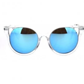 Round Womens Plastic Clear Horn Rim Cat Eye Round Retro Fashion Sunglasses - Blue - CK17Z3HKMEI $18.73