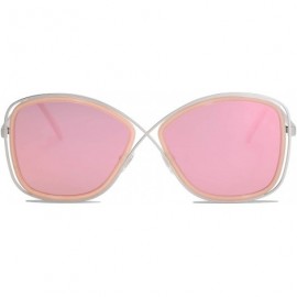 Oversized Polarized Oversized Womens Sunglasses Metal Frame Mirrored Lens QUEEN SJ1099 - C4 Silver Frame/Pink Mirrored Lens -...