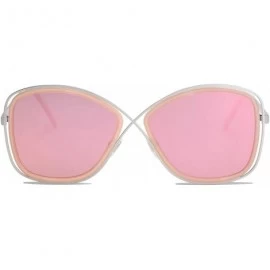 Oversized Polarized Oversized Womens Sunglasses Metal Frame Mirrored Lens QUEEN SJ1099 - C4 Silver Frame/Pink Mirrored Lens -...