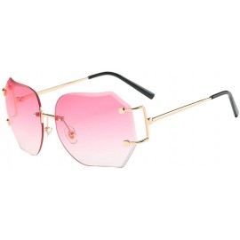 Rectangular Women Men Exquisite Vintage Square Gradient Color Glasses Fashion Aviator Mirror Lens Travel Sunglasses - Pink - ...